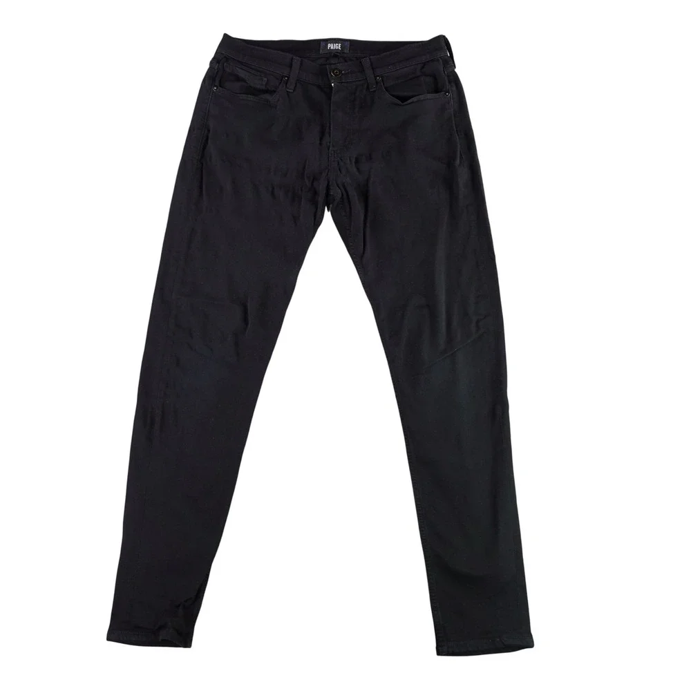 Paige Federal Jeans Mens 31x32 Black Slim Straight Transcend Stretch Denim USA